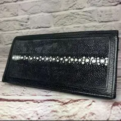 美品 エイ革 ガルーシャ スティングレイ 本革 レザー 長財布 ブラック