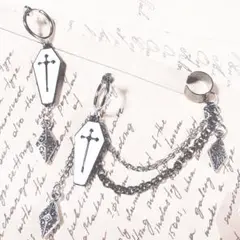中性イヤリング 白黒vampireイヤーカフsilver
