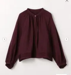 美品 グリーンレーベルリラクシング カバーアップブラウス ワイン