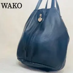 銀座和光 WAKO ハンドバッグ フォール レザー ブラック 黒