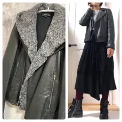theory ラム レザー ライダース 2way フード アルパカ ライナー
