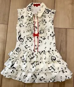 ニコラスベアーズ　ノースリーブワンピース　音符柄　白　80〜95cm