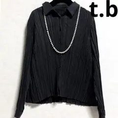 センソユニコ t.b プリーツ加工 シャツ ブラウス ブラック L
