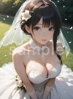 wd22● AI 美女 A4 ポスター 光沢紙 ウェディングドレス 花嫁 人妻