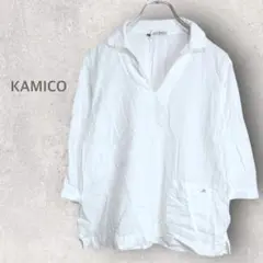 【モンベルカミコ】スキッパーシャツ M 襟付きブラウス シンプル コットン 無地