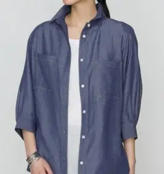 【美品】コムサプラチナ GabardineK.T シャンブレー シャツ