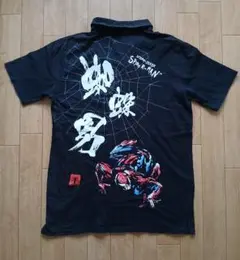 蜘蛛男 スパイダーマン ポロシャツ L 綿100% 黒 半袖