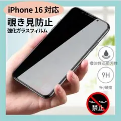 【即日発送】iPhone16 覗き見防止 強化ガラス 画面保護フィルム 飛散防止