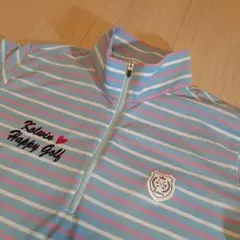Kolwin レディース　ハーフジップ　ハイネックシャツ　ストライプ　L
