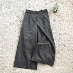 【Reflect】キレイめツイードワイドパンツ グレー タック スラックス F