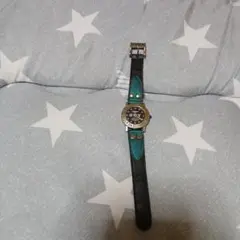 黒と青のレザーストラップ 腕時計