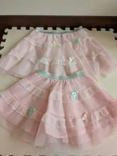 フリルスカート　ショートパンツ付き　95cm・120cm　姉妹おそろい　ピンク