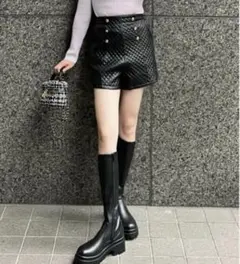キルティングショートパンツ Sサイズ ブラック