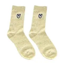 ハート刺繍ソックス 3足セット イエロー グレー ホワイト