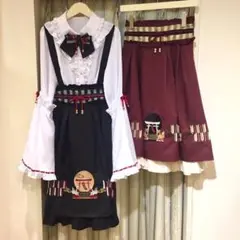 【最終値下げ】アマベル 大鳥居御稲荷和風セット ホワイトブラウス×赤スカート