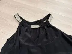 体型カバー/ビーズ装飾 Vネック ノースリーブ ワンピース