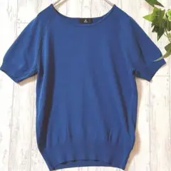 【美品】INED 半袖ニット 青 9号 清楚 上品 通勤◎