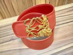 ★LOEWE ロエベ★ベルト レザー レッド スペイン サイズ75