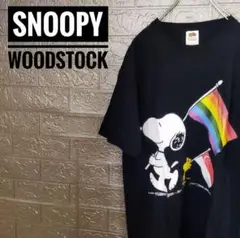 スヌーピーSNOOPY　海外製フルーツオブザルーム古着Tシャツ黒M