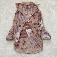 Karl Helmut ピンクハウス 長袖 シャツ パッチワーク バラ チェック