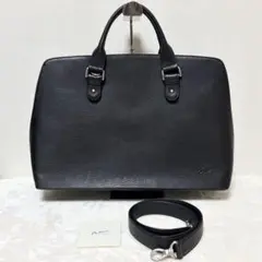 極美品 kitamura 2wayオールレザービジネスバッグ ブラック シボ革