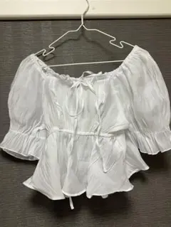 2Wayフロントリボンパフスリーブシアートップス ta144