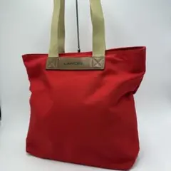 【美品】LANCEL キャンバス　レザー　トートバッグ　A4 収納　大容量　赤