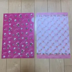 イチゴ柄　クリアファイル　下敷き