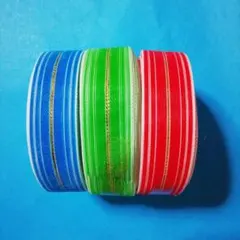 25mm幅のリボン　赤　緑　空　ちょいレトロ　金魚　チープ　新品　ロール