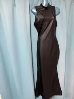 レザー ロングワンピース マーメイド ノースリーブ PU エナメル ボンテージ