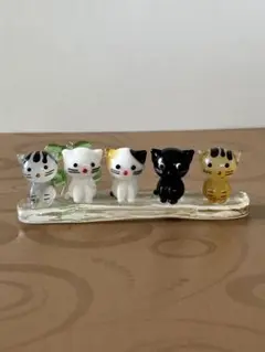 ガラス細工 日本子猫 白 黒 ミケ 茶トラ キジトラ ５匹