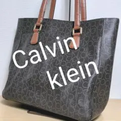 bc18. Calvin Klein トートバッグ レザー ck柄
