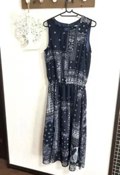 RETRO GIRL ネイビー バンダナ柄 ワンピース