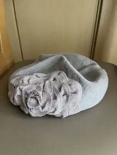 薄ピンク フラワー装飾 ベレー帽
