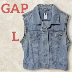 【L】GAP ライトブルーデニムベスト