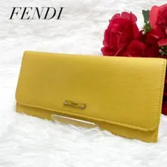 【極美品】FENDI フェンディ コンチネンタル長財布 ロゴプレート イエロー