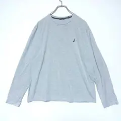 グレー 長袖 ロングT シャツ 刺繍ロゴ Lサイズ NAUTICA