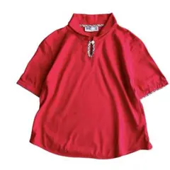 DAKS London ダックス 半袖 ポロシャツ チビ襟 M レディース 赤