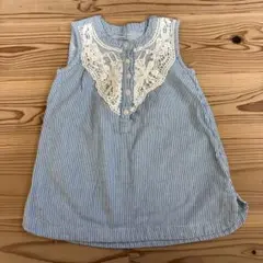 西松屋　ノースリーブ青白ストライプ　サイズ