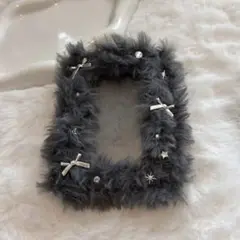 【ハンドメイド】ふわふわトレカケース グレー