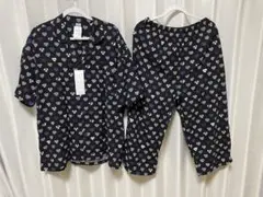 永楽屋　100%綿パジャマ上下セット　半袖&八分丈パンツ　XL