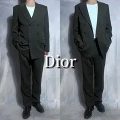 希少 90's ディオール セットアップ ダブル ダークグリーン ナイロン混