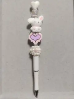 フィギュアビーズボールペン　ハンドメイドmikkoミッコキャミーうさぎハート推し
