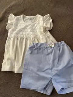 ホワイトTシャツと水色ショートパンツセット　新品未使用　120サイズ