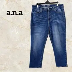 a.n.a ハイライズ ストレートデニム 3L〜4L相当 ダークブルー