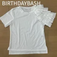 BIRTHDAYBASH フリル付きホワイト半袖Tシャツ S