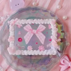 ❁⃘*.゜ピンクリボンな薄型マルチケース❁⃘*.゜ ホイップデコ 推し活