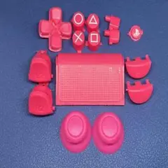 PS4コントローラー　カスタムパーツ 海外製ボタンセット ピンク 白刻印