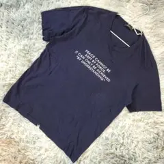 ✨美品✨ コムサイズム プリント Vネック Tシャツ 半袖 ネイビー サイズL