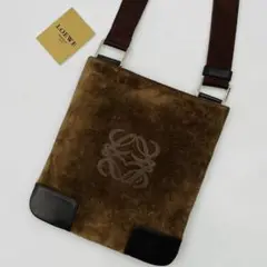 極美品✨ロエベ ショルダーバッグ アナグラム スエード レザー ダークブラウン